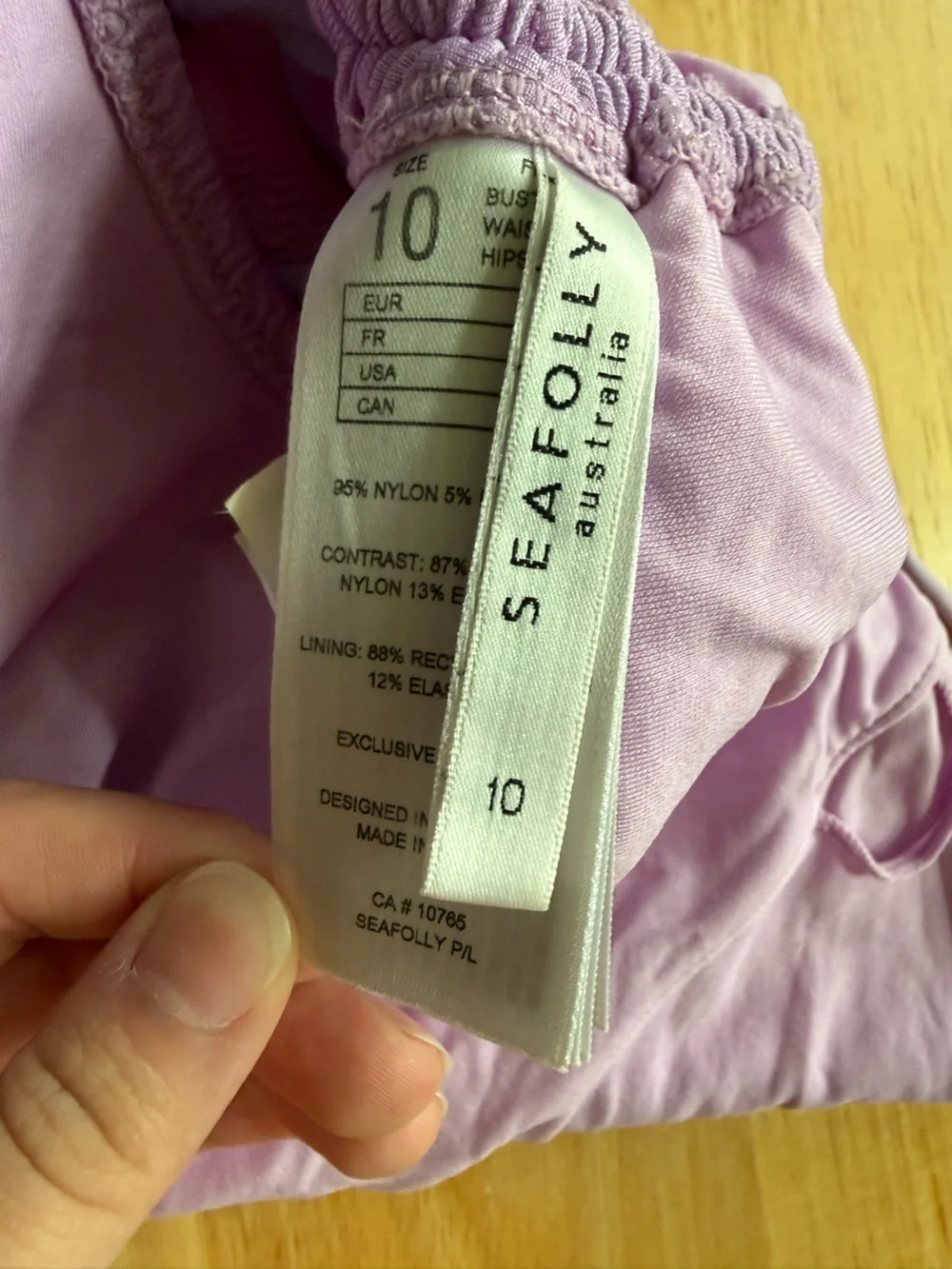 Women’s‎ Seafolly Australia Lilac Textured One-Piece Swimsuit size 6 USA